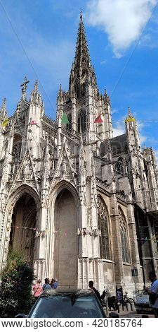 Rouen, France - August 31, 2019: This Is The Saint Maclou Church, Which Is A Prime Example Of Flamin