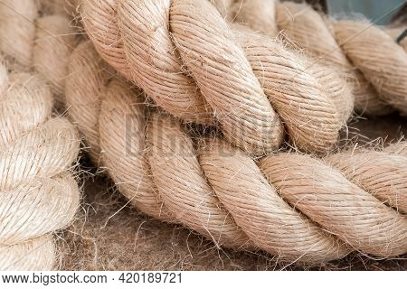 Rope Made Of Natural Coarse Sisal Fiber Obtained From The Leaves Of The Agava Sisolana Plant From Th