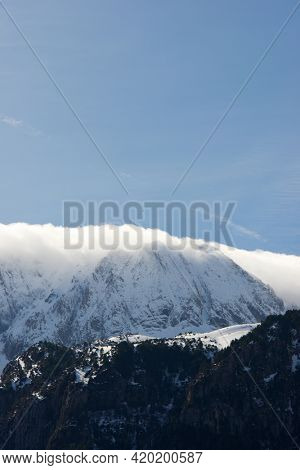 Peaks in the Pyrenees, Hecho Valley, Huesca Province, Aragon in Spain.