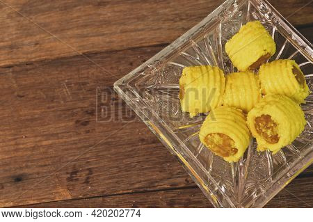 Malaysian Traditional Cookies Called As Pineapple Tarts Or Tart Nenas Served During Eid Fitri