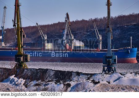 Vanino, Russia - Feb 21, 2020: Ships In The Port Of Vanino.
