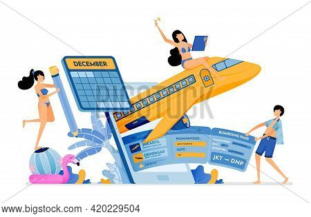 People Buy Flight Tickets To Bali With Holiday Agency Mobile Apps. Purchase Of Holiday Tickets To Tr