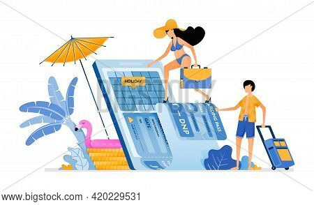 Choose Date Of Plane Ticket For Vacation To Tropical Island Beach. Purchase Vacation Tickets To Bali