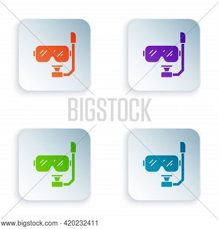 Color Diving Mask And Snorkel Icon Isolated On White Background. Extreme Sport. Diving Underwater Eq