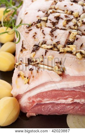 Poitrine de porc délicieux fond.