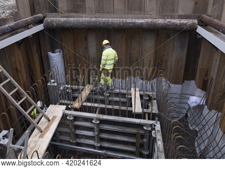 Construction Worker At A Building Site