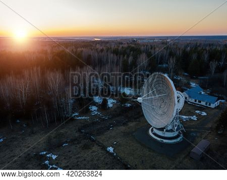 Radio Telescope Satellite Dish, Pushino, Moscow Region, Aerial View.
