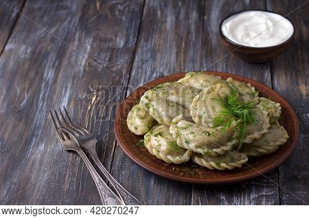 Homemade Vegan Dumplings, Vareniki, Pierogi, Kreplach Stuffed With Vegan Lentil 