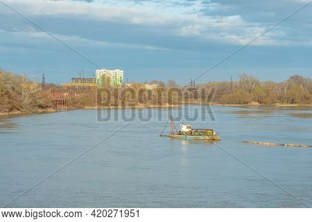 The Technical Fleet Is Carrying Out Work On Cleaning The Bottom In The Water Area Of The Kuban River