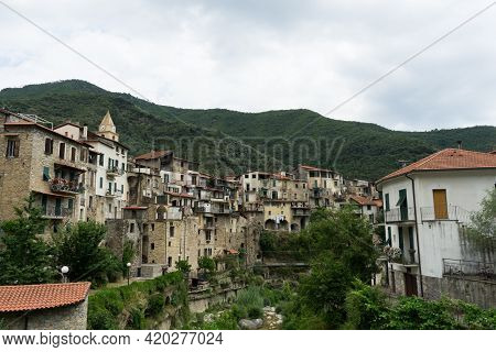 View Of The Rocchetta Nervina Village Within The Liguria Region - Italy