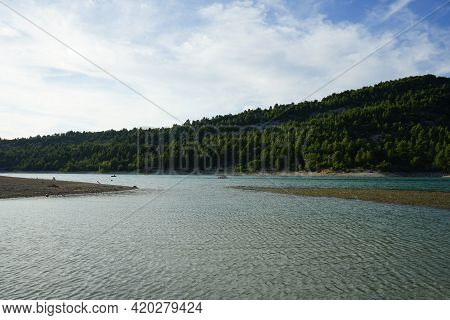 Overview Of The Reservoir That Form The Sainte-croix Lake Between The Verdon Gorges, France