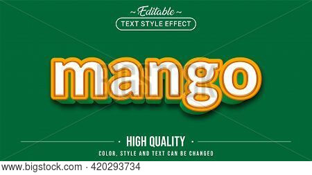 Editable Text Style Effect - Mango Text Style Theme. Graphic Design Element.