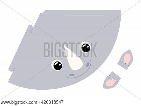 Printable Rhino Paper Hat. Party Die Cut Template For Birthday, Christmas, Baby Shower. Fun Accessor