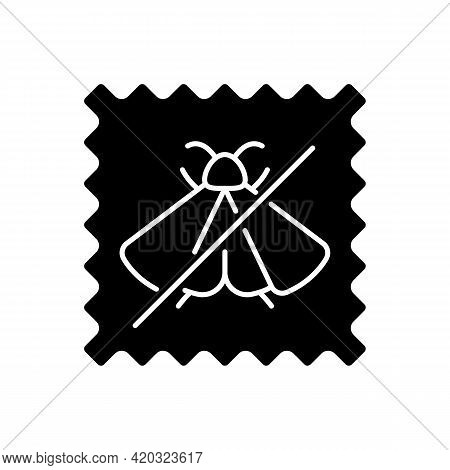 Moth Repellent Fabric Feature Black Glyph Icon. Quality Textile. Cover Protection For Silk And Wool.
