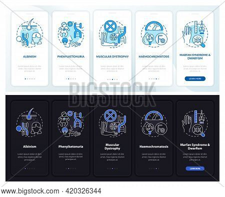 Most Common Genetic Disorders Onboarding Mobile App Page Screen With Concepts. Illness Walkthrough 5