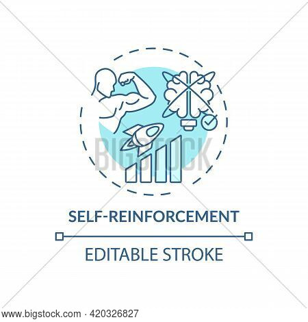 Self Reinforcement Blue Concept Icon. Personal Motivation For Work Efficiency. Skill Improvement. Se