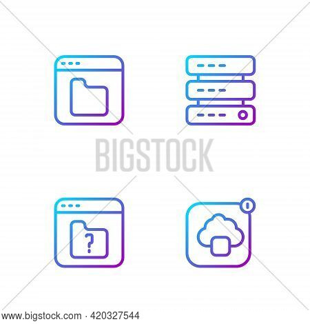 Set Line Cloud Technology Data Transfer, File Missing, Browser Files And Server, Data, Web Hosting. 