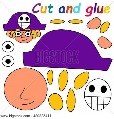 Cut And Glue Pirate Printable Activity Page For Kids Stock Vector Illustration. Educational Paper Ga