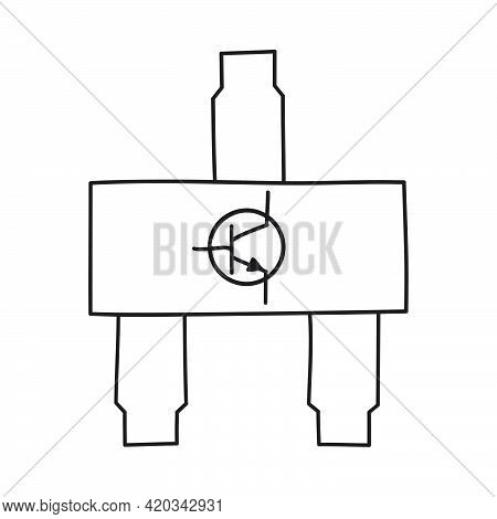 Smd Transistor Icon. Hand Drawn Sketch Design. Vector Illustration.