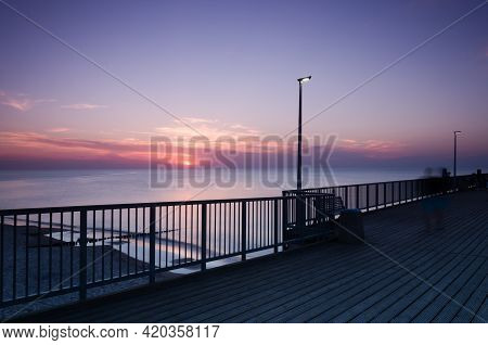 Sunset Over The Seashore - Evening Walk To The Pier