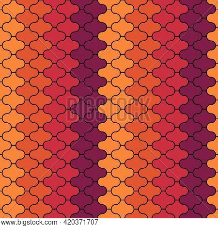 Seamless Pattern. Paseo Tiles Ornament. Oriental Traditional Ornamentation. Repeated Lantern Shapes.