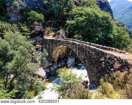 Bridge Over Rio Barbaira In Rocchetta Nervina, Liguria, Italy