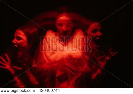 Blurry Female Portrait Of A Psychotic With Bipolar And Schizophrenic Disorders