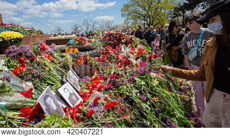 Odessa, Ukraine - May 9, 2021: Memorial Of Unknown Sailor Of Eternal Flame To Defenders Of Fatherlan