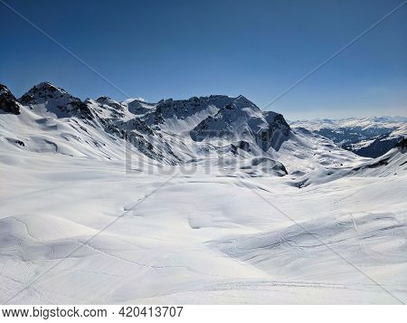 Beautiful Ski Tour In Sankt Antonien. A Lot Of Snow In The Raetikon Area. Pure Winter Sport. Adventu