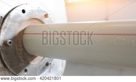 Technological Process For The Production Of Polypropylene Pipes Close-up At The Factory