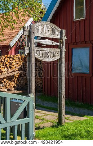 Nida, Lithuania - May 10 2021: Smoked Fish Restaurant At Curonian Spit In Nida Fishermen\'s Village,