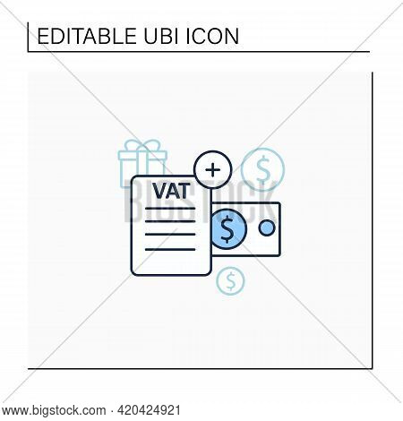 Value Added Tax Line Icon.indirect Tax, Goods Price. Paid By Buyer. Universal Basic Income Concept. 