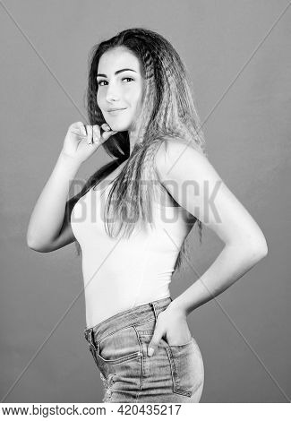Hair Crimping Method Styling Hair Becomes Wavy. Fashion Model. Hairdresser Salon. Damaged Hair. Extr