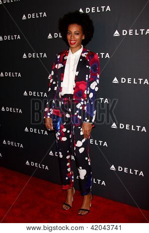 LOS ANGELES - FEB 7:  Solange Knowles arrives at the Celebration of LA's Music Industry reception at the Getty House on February 7, 2013 in Los Angeles, CA