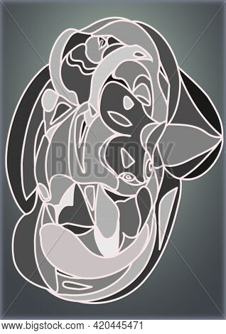 Abstract Oval Bird Design Concept Element Isolated On Colored Background