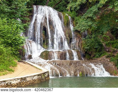 Lucansky Vodopad Waterfall In Lucky Village, Liptov Area, Slovakia