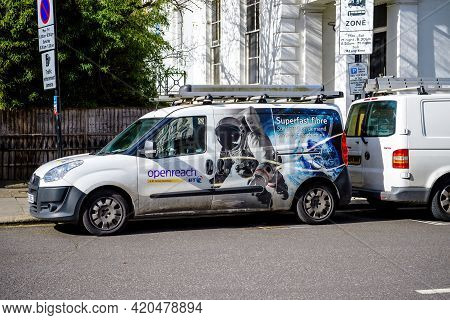 London, United Kingdom - Mar 9, 2017: Openreach Superfast Fibre Stellar Tv On Demand Signage On The 