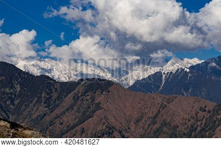 Picture Of Mountain Covered In Snow In Himachal Pradesh, India.