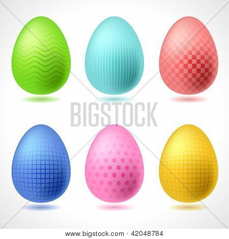Conjunto de 6 vector con dibujos de huevos de Pascua.