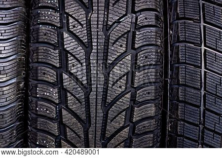 Abstract Background With Car Tire Tread Texture, Close-up