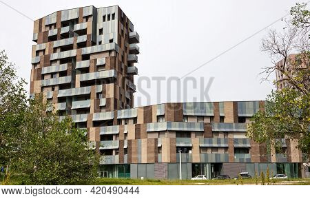 Bologna - Italy: May 6, 2021: View Of Trilogia Navile Condominium Residences In Bologna Designed By 