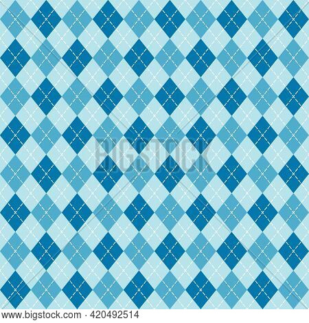 Blue Argyle Diamond Sweater Seamless Pattern Background