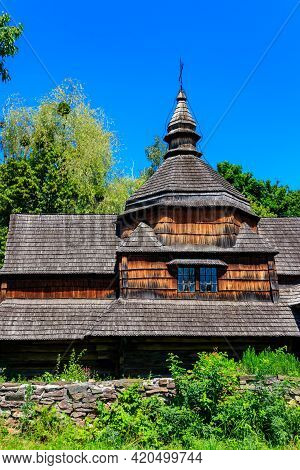 Ancient Wooden Orthodox Church Of St. Nicolas In Pyrohiv (pirogovo) Village Near Kiev, Ukraine