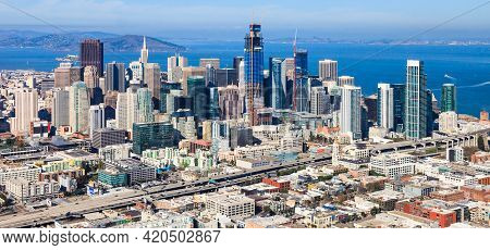 Aerial View Of San Francisco Financial District And Soma.