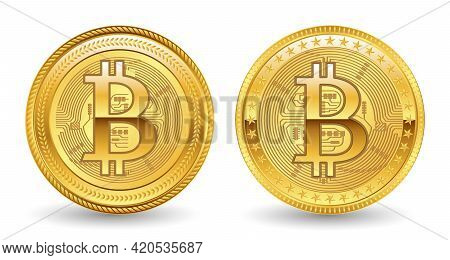 Set Of Crypto Currency Golden Or Digital Currency Bitcoin Illustration Or Digital Payment Currency  