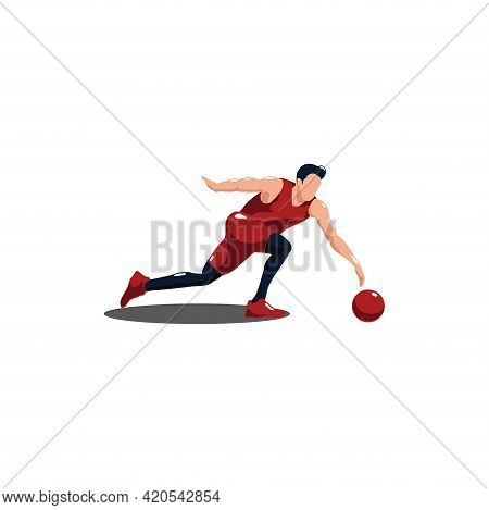 Basket Ball Player Catching The Ball Cartoon Isolated On White - Man Catching The Ball On Basket Bal