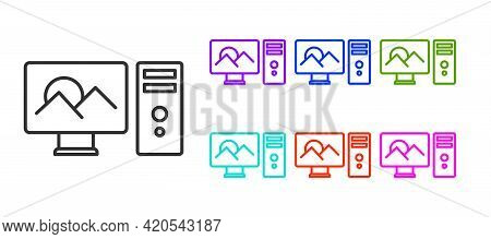 Black Line Photo Retouching Icon Isolated On White Background. Photographer, Photography, Retouch Ic