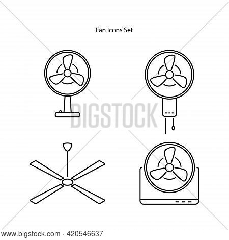Fan Icons Set Isolated On White Background. Fan Icon Thin Line Outline Linear Fan Symbol For Logo, W