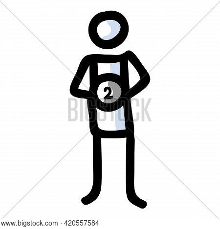 Hand Drawn Stick Figure Second Place. Concept Prize Winner Competition. Simple Icon Motif For Pictog