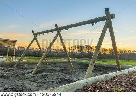 Foxton, Horowhenua, Newzealand, 05/14/2021. Foxton River Loop Reserve Swings Been Build For The Foxt